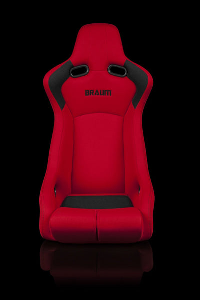Braum Venom-R Series Fixed Back Bucket Seat - Red Cloth / Carbon Fiber - Lowered Lifestyle