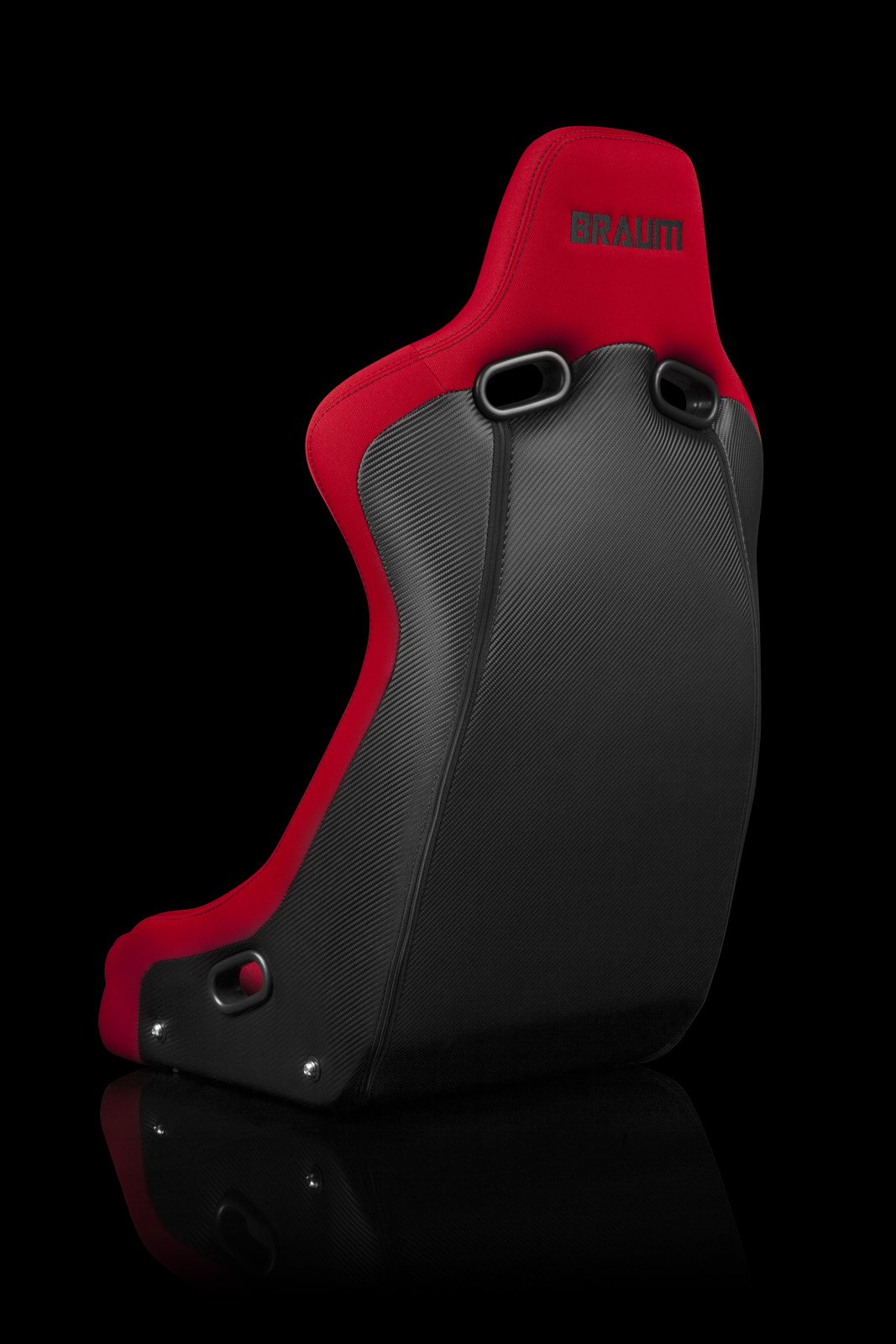 Braum Venom-R Series Fixed Back Bucket Seat - Red Cloth / Carbon Fiber - Lowered Lifestyle
