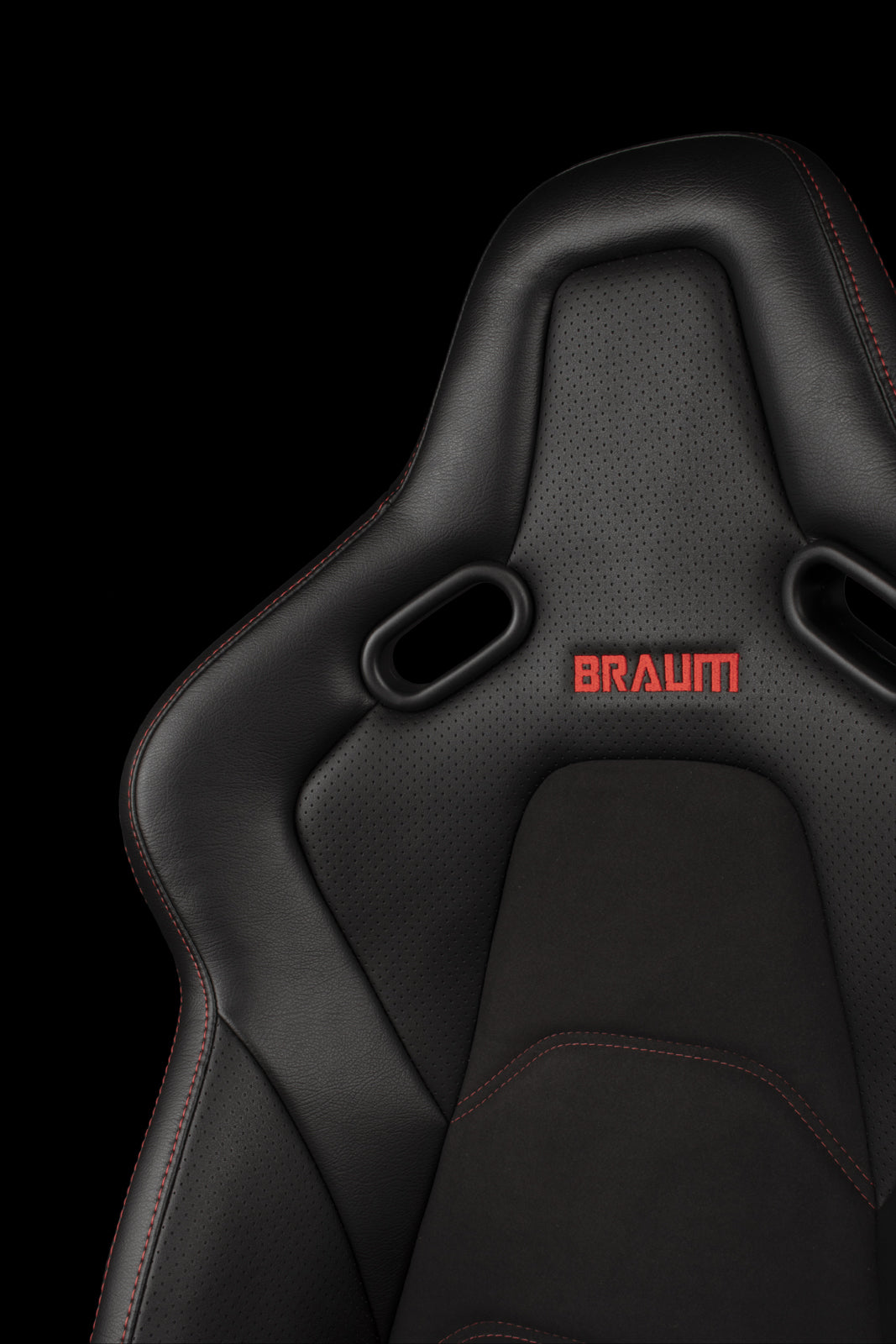 Braum Falcon S Reclinable Seats - Black Alcantara with red stitching (PAIR)