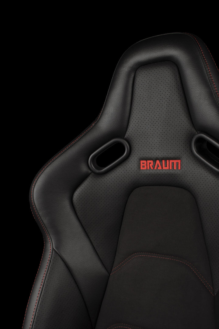 Braum Falcon S Reclinable Seats - Black Alcantara with red stitching (PAIR)