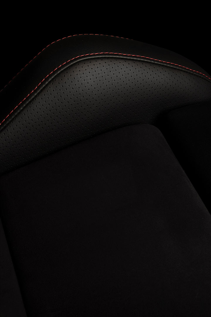 Braum Falcon S Reclinable Seats - Black Alcantara with red stitching (PAIR)