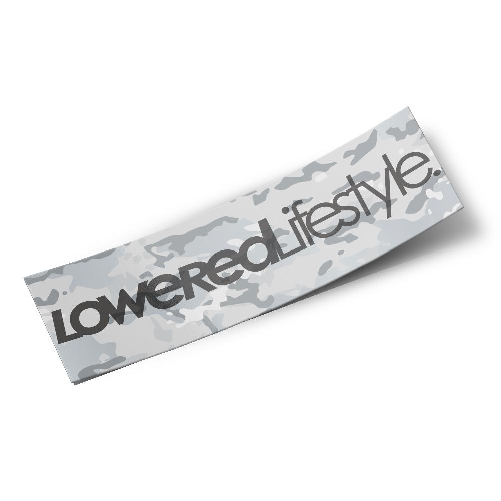 Box Sticker – Logo Snow Camo - Lowered Lifestyle