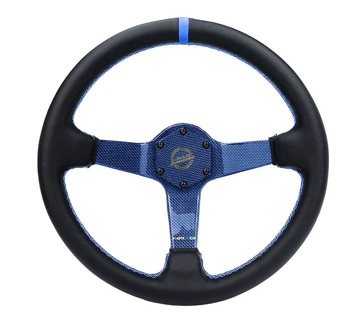 NRG Steering Wheel Carbon Fiber 350mm Blue Carbon Fiber, Blue Stiching, Blue Center Mark, Leather