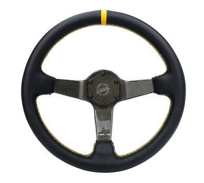 NRG Steering Wheel Carbon Fiber 350mm Silver Carbon Fiber, Silver Stiching, Silver Center Mark, Leather