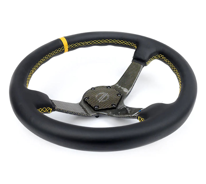 NRG Steering Wheel Carbon Fiber 350mm Silver Carbon Fiber, Silver Stiching, Silver Center Mark, Leather