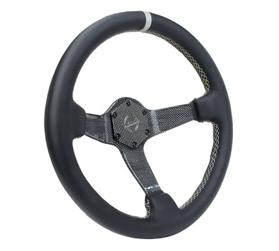 NRG Steering Wheel Carbon Fiber 350mm Gold Carbon Fiber, Gold Stiching, Gold Center Mark, Leather