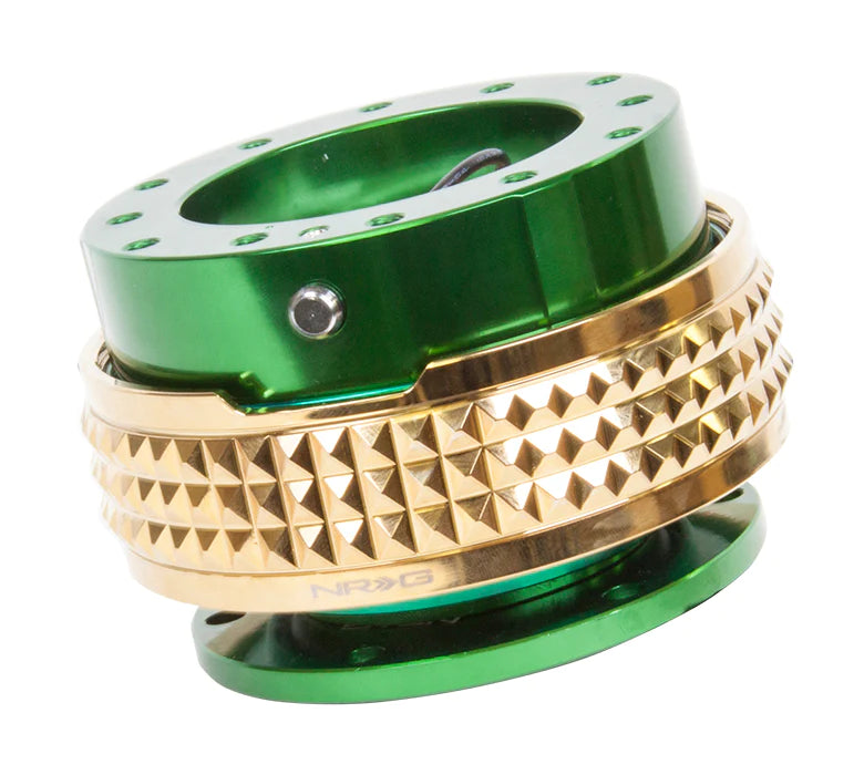 NRG Quick Release 2.1 - Green Body / Chrome Gold Pyramid Ring