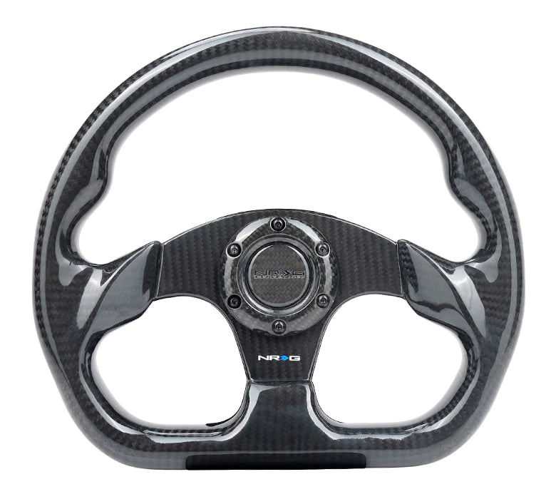 NRG Steering Wheel Black Carbon Fiber 320mm Flat Bottom