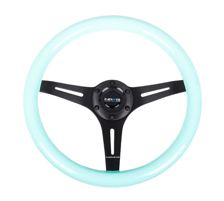 NRG Steering Wheel Wood Grain - 350mm 3 black spokes - Mint