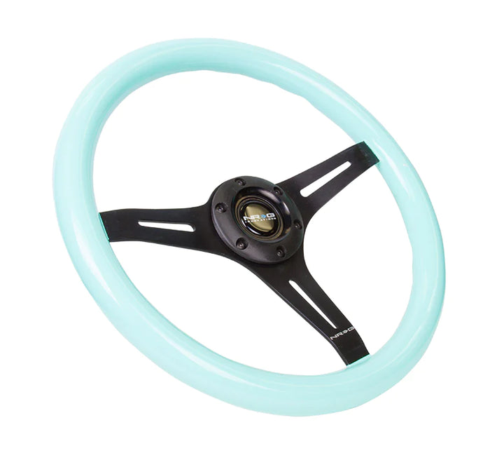 NRG Steering Wheel Wood Grain - 350mm 3 black spokes - Mint