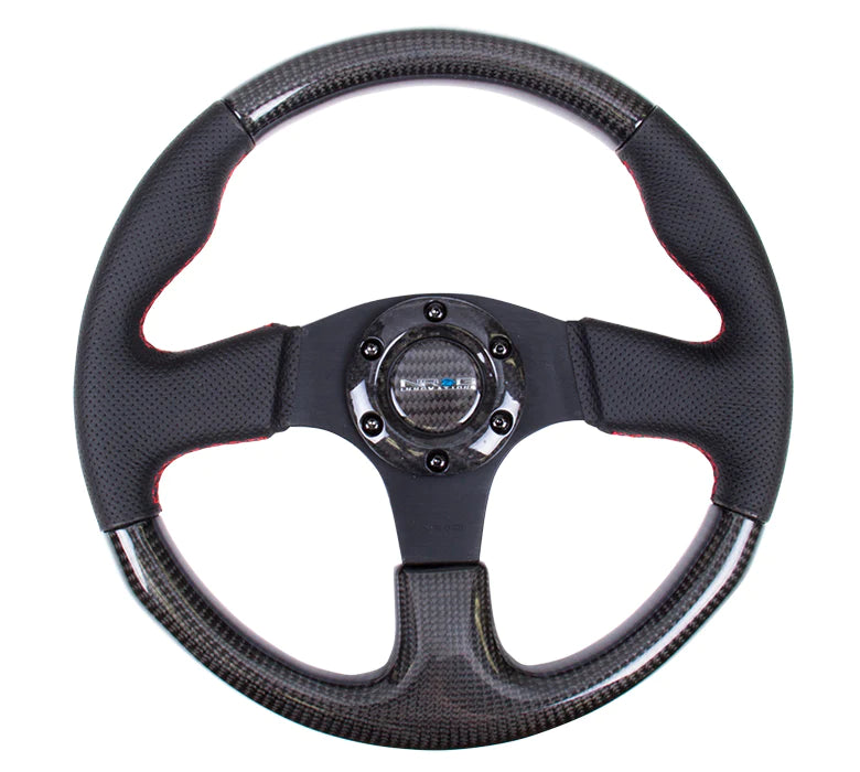 NRG Steering Wheel Carbon Fiber 315mm with Red Stitching