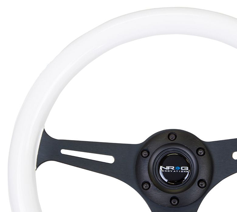 NRG Steering Wheel Wood Grain - 350mm 3 black spokes - Glow in the dark