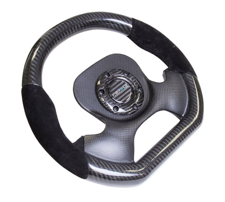 NRG Steering Wheel Carbon Fiber With Suede Accent 320mm carbon fiber Center Plate Two Tone Carbon