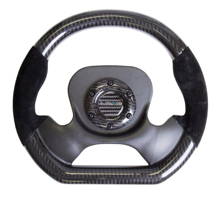 NRG Steering Wheel Carbon Fiber With Suede Accent 320mm carbon fiber Center Plate Two Tone Carbon