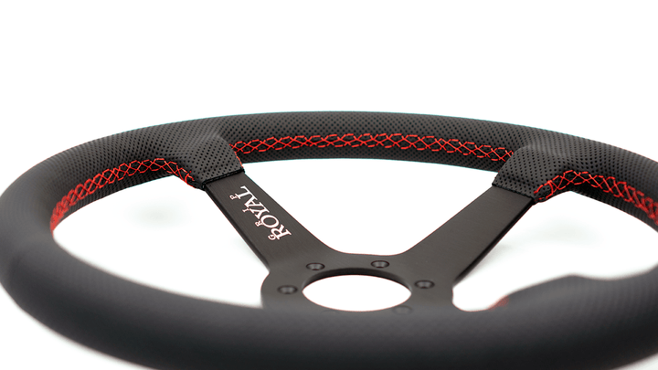 Grip Royal Steering Wheel - Perforated Leather Red Stitch Brute (Official Collab)